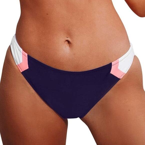 NWT Cupshe Navy Blue Sport Hipster Chevron Bikini Swim Bottom Size Small - Picture 1 of 12